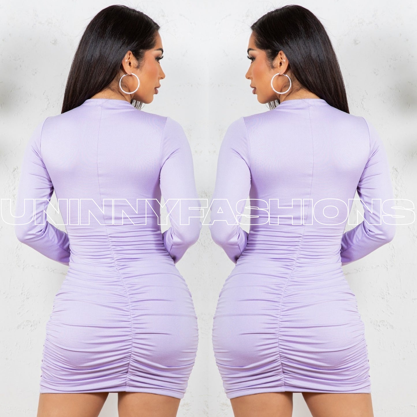 Ruched Lavender Dress