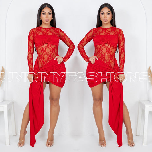 Sexy Red Lace Dress